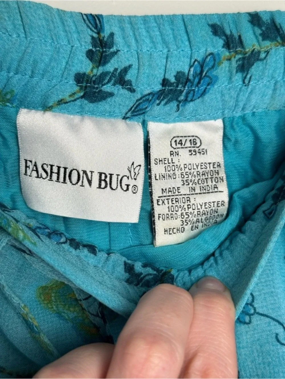 NWT Vintage Fashion Bug Turquoise Blue Maxi Skirt with Green Paisley Print